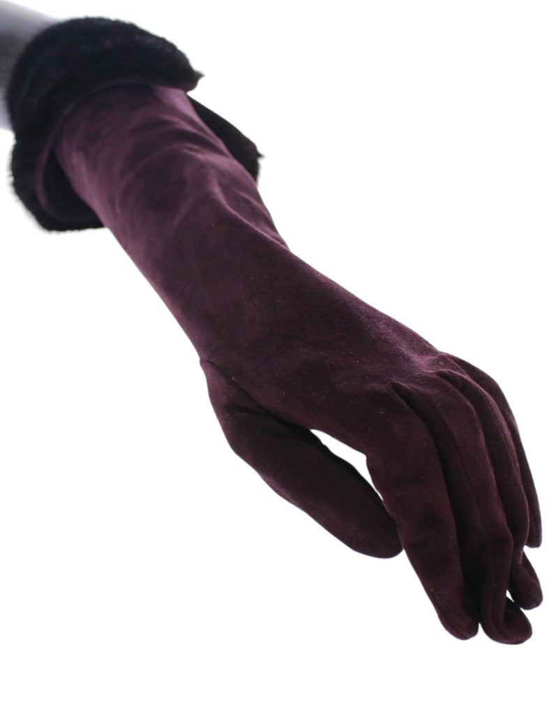 Dolce & Gabbana Elegant Elbow Length Purple Fur Women's Gloves