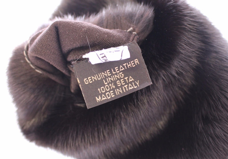 Dolce & Gabbana Purple Mink Fur Goatskin Suede Leather Women's Gloves