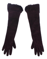Dolce & Gabbana Elegant Elbow Length Purple Fur Women's Gloves