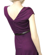 Gucci Women's Purple Rayon Runway Dress with Leather Belt