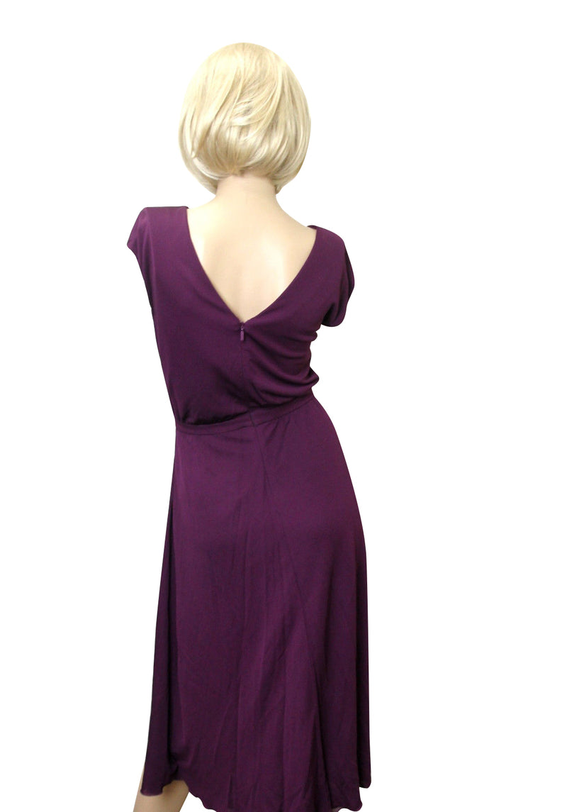 Gucci Women's Purple Rayon Runway Dress with Leather Belt