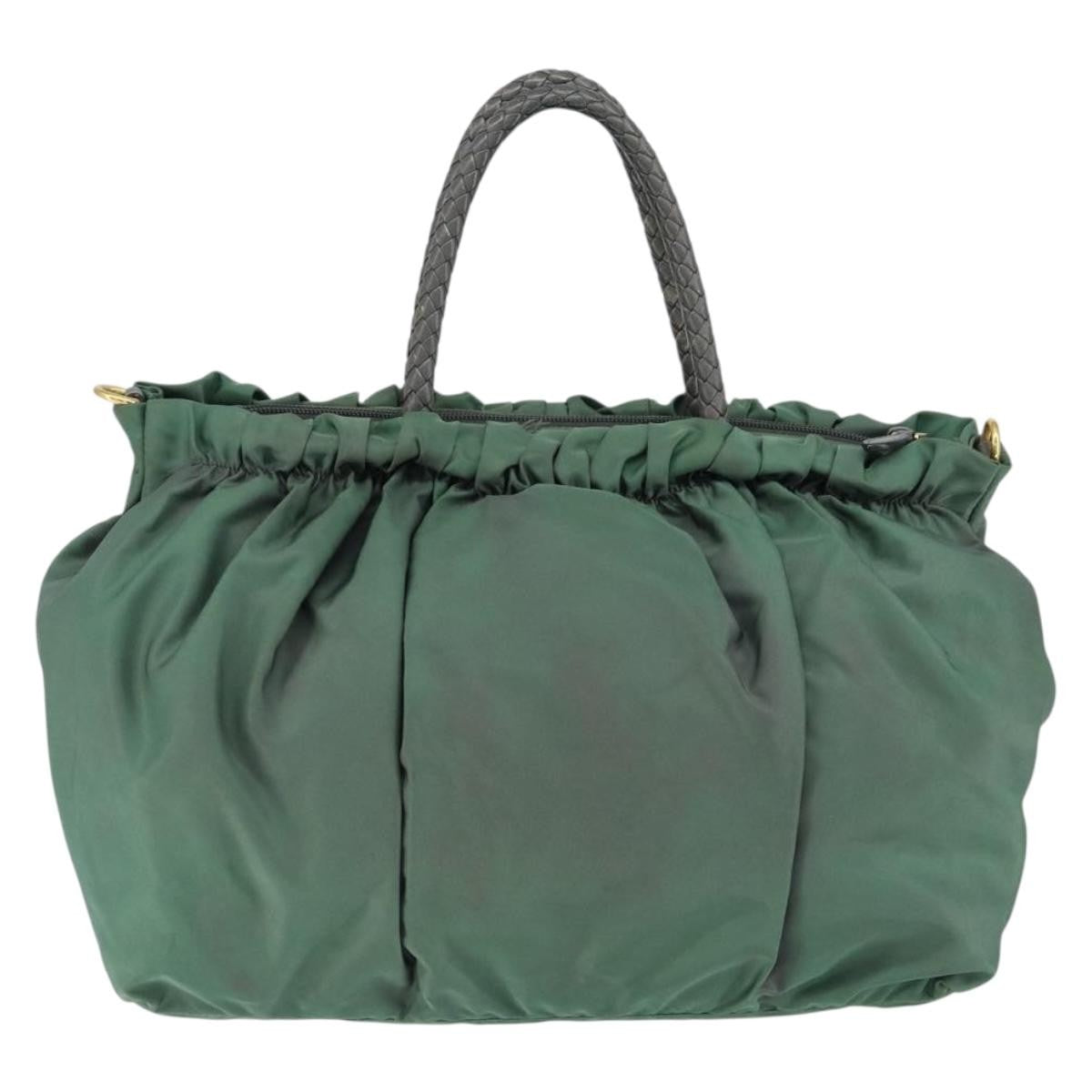 Prada Convertible Bow Tessuto Green Nylon Tote Bag Bag (Pre-Owned)