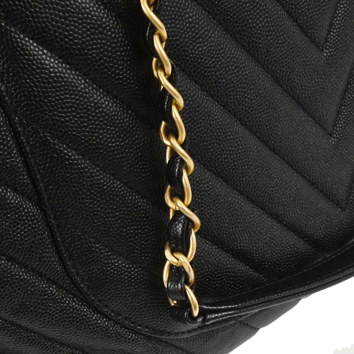 Chanel Shopping Quilted Knit Pluto Glitter Black Calfskin Handbag (Pre-Owned)