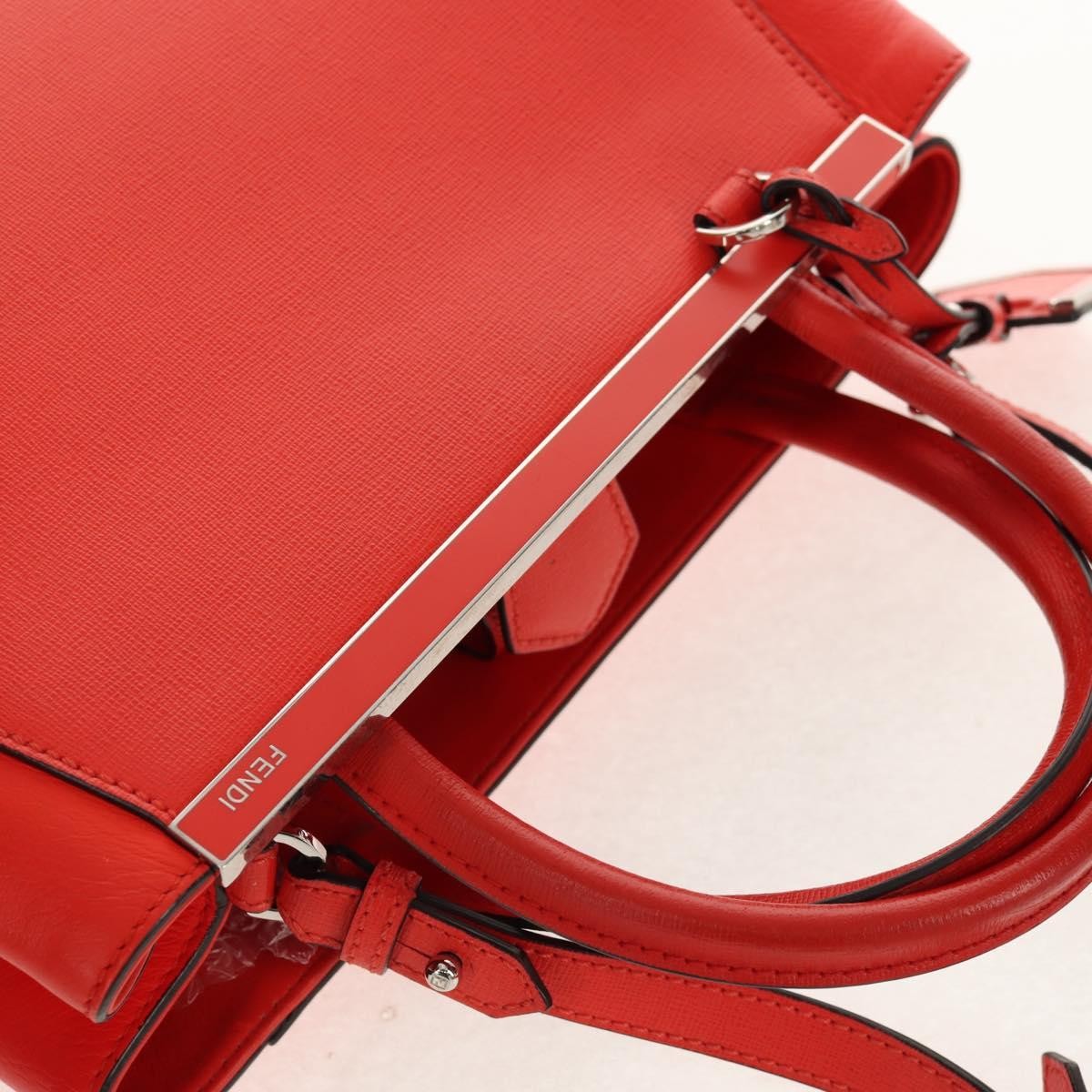 Fendi 2Jours Leather Red Leather Tote Bag Bag (Pre-Owned)