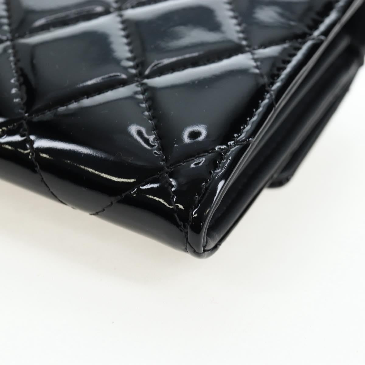 Chanel Cc French Flap Quilted Patent Leather Black Patent_Leather Wallets Accessory (Pre-Owned)