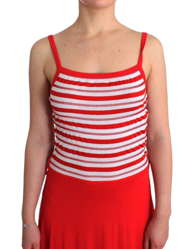 Roccobarocco Red striped jersey A-line Women's dress