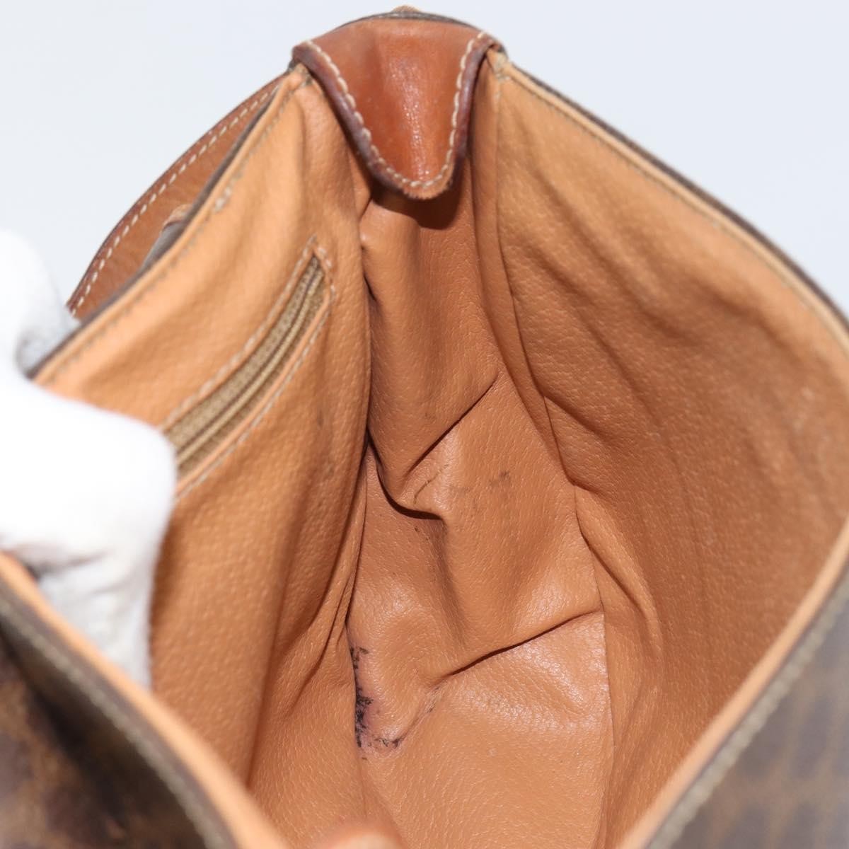 Celine Vintage Macadam Canvas And Leather Brown Canvas Shoulder Bag Bag (Pre-Owned)
