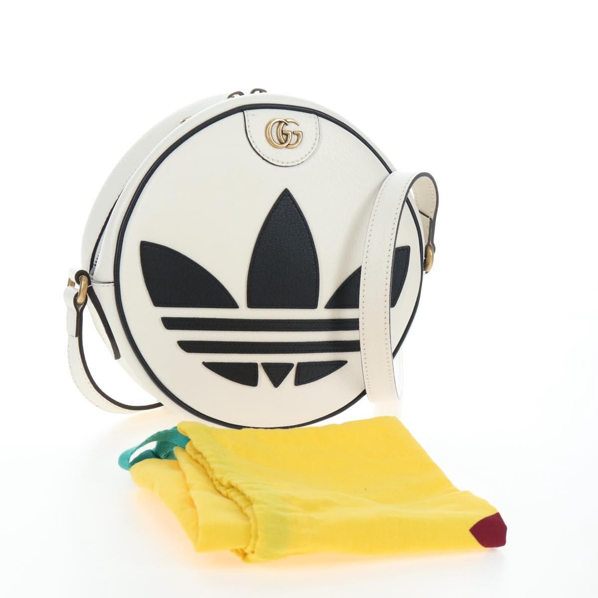Gucci X Adidas Ophidia Round Leather White Leather Crossbody Bag Bag (Pre-Owned)