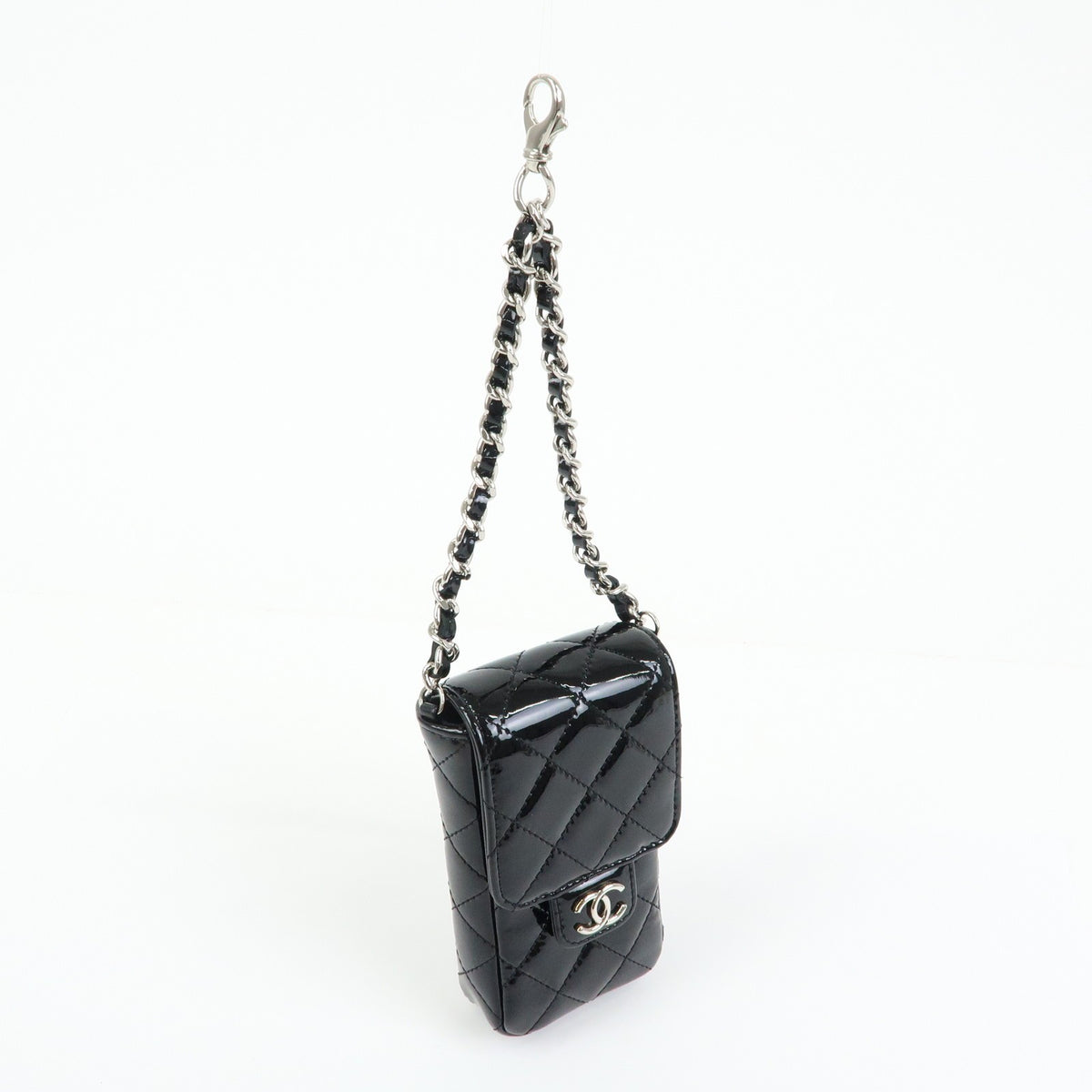 Chanel Cc Chain Phone Holder Quilted Patent Black Patent_Leather Crossbody Bag Bag (Pre-Owned)