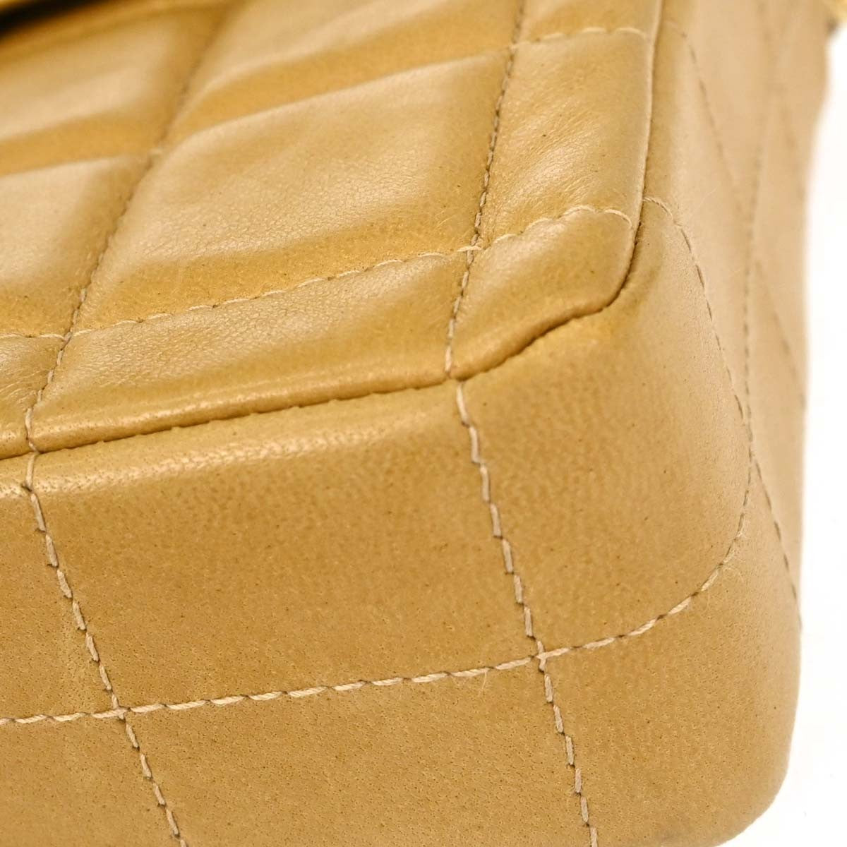 Chanel Chocolate Bar Flap Quilted Lambskin Beige Leather Shoulder Bag Bag (Pre-Owned)