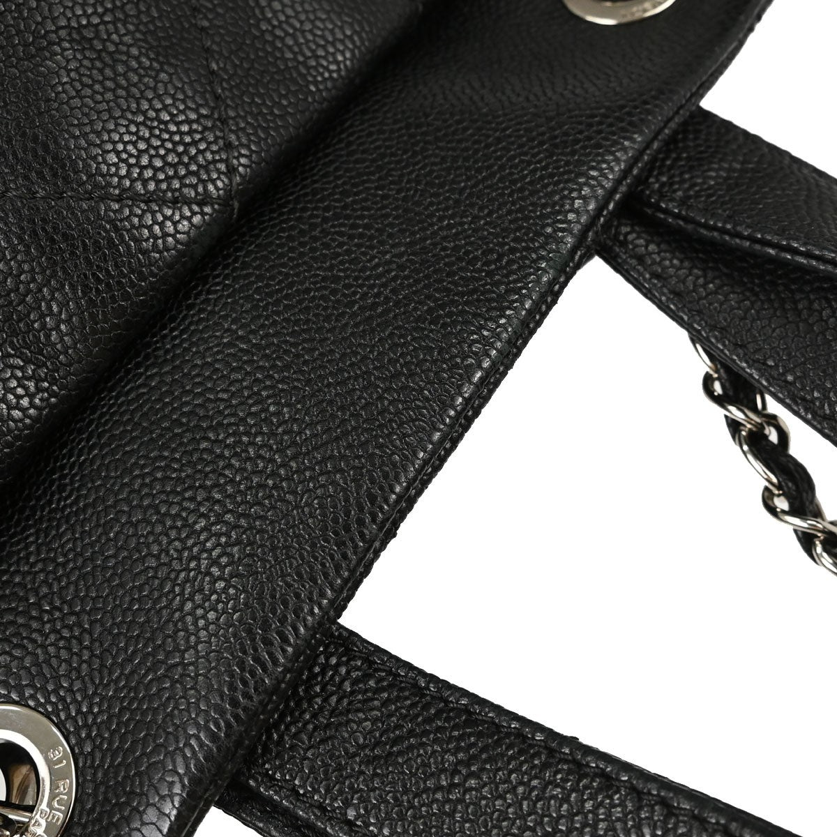 Chanel Timeless Cc Charm Quilted Caviar Black Leather Tote Bag Bag (Pre-Owned)