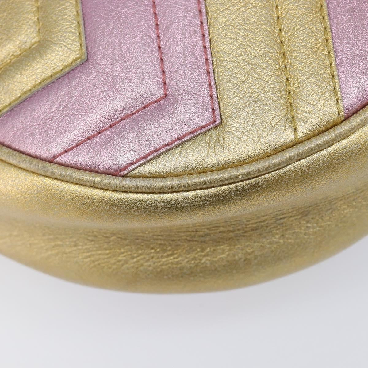Gucci Gg Marmont Round Matelasse Leather Gold Leather Shoulder Bag Bag (Pre-Owned)