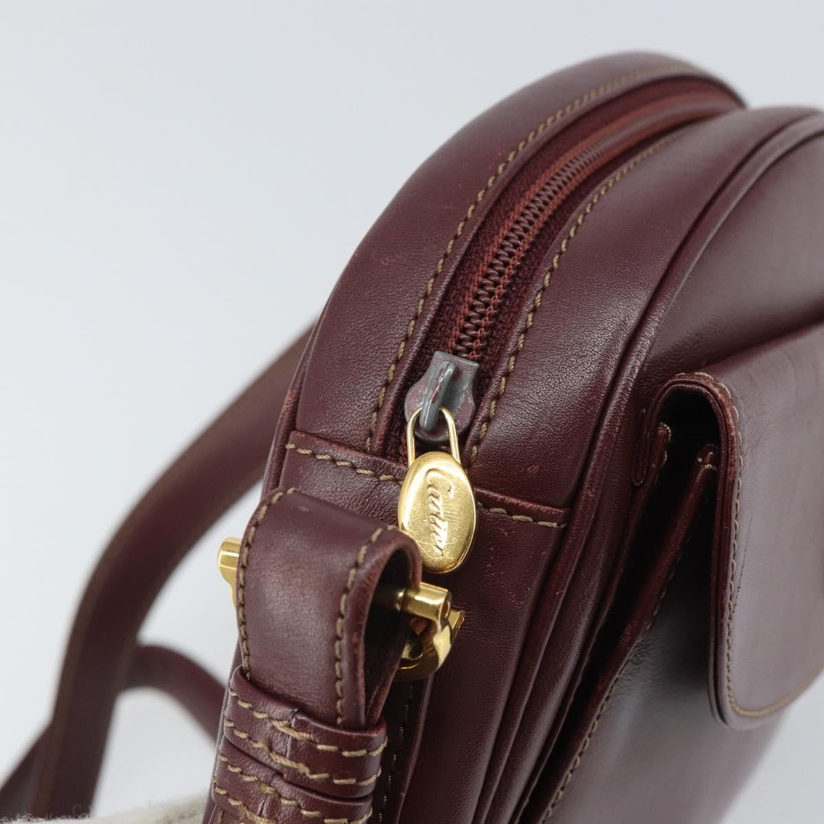 Cartier Must De Cartier Leather Burgundy Leather Shoulder Bag Bag (Pre-Owned)