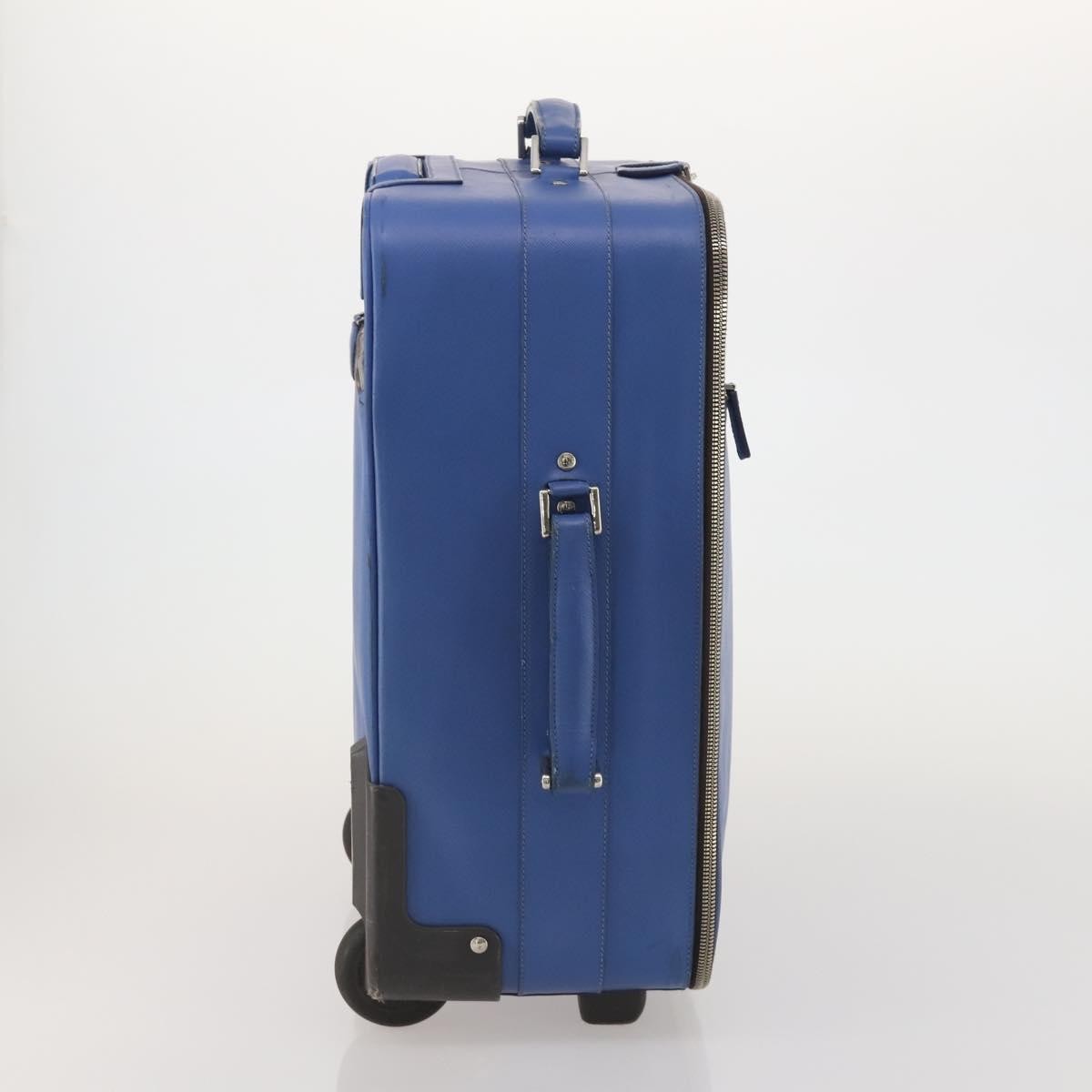 Prada Travel Saffiano Leather Blue Leather Travel Bag Bag (Pre-Owned)