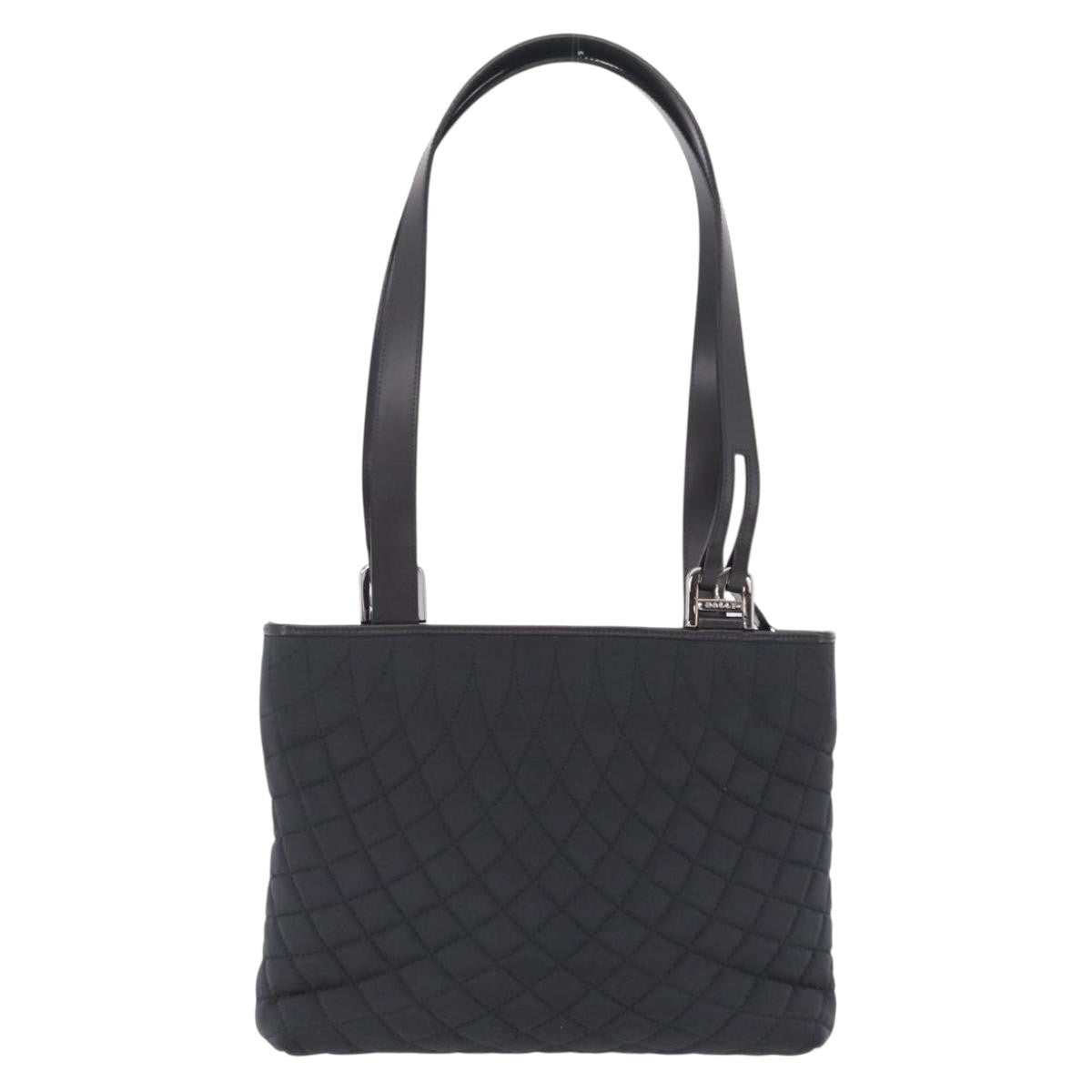 Bally Handbag Quilted Nylon Black Nylon Handbag (Pre-Owned)
