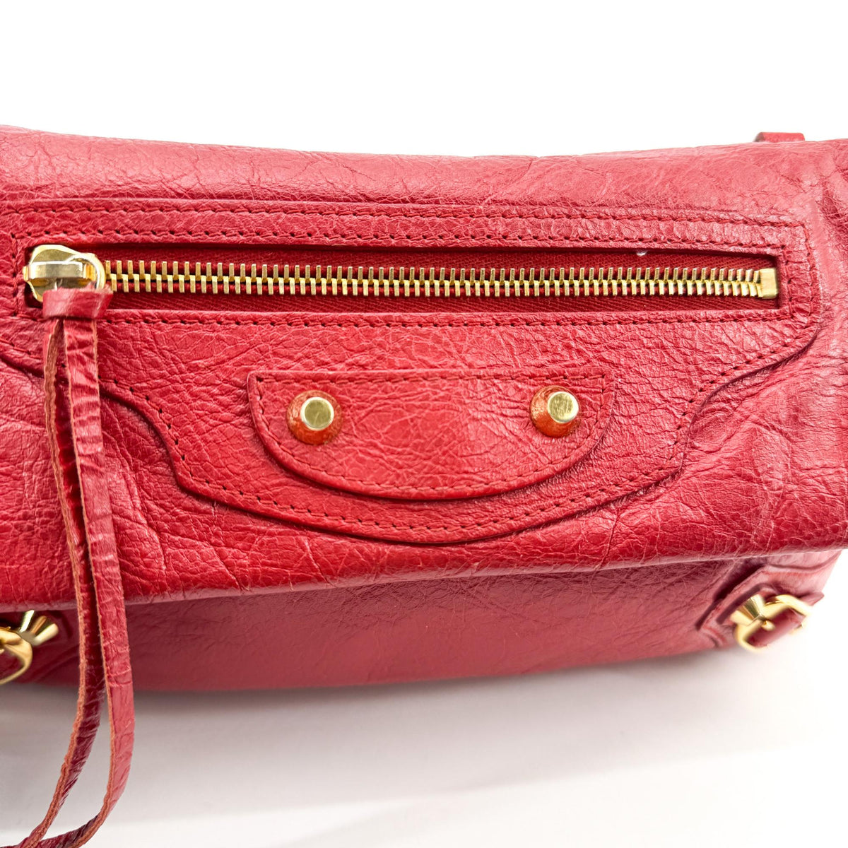 Balenciaga Classic Studs Envelope Strap Clutch Leather Red Leather Clutche & Pouche Bag (Pre-Owned)