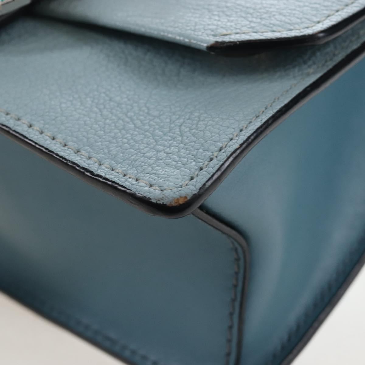 Miu Miu Madras Crystal Buckle Leather Blue Leather Shoulder Bag Bag (Pre-Owned)