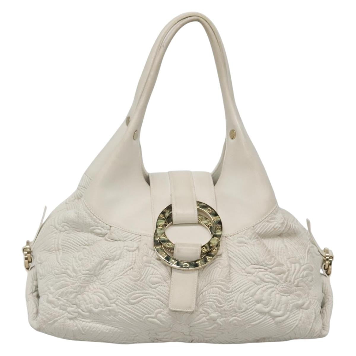 Bvlgari Chandra Hobo Leather White Leather Handbag (Pre-Owned)