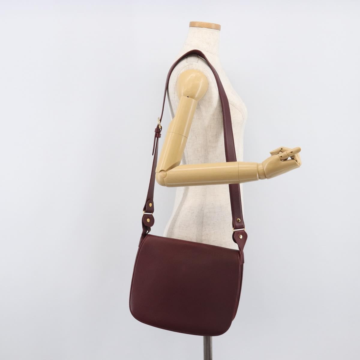 Cartier Must De Cartier Leather Burgundy Leather Shoulder Bag Bag (Pre-Owned)