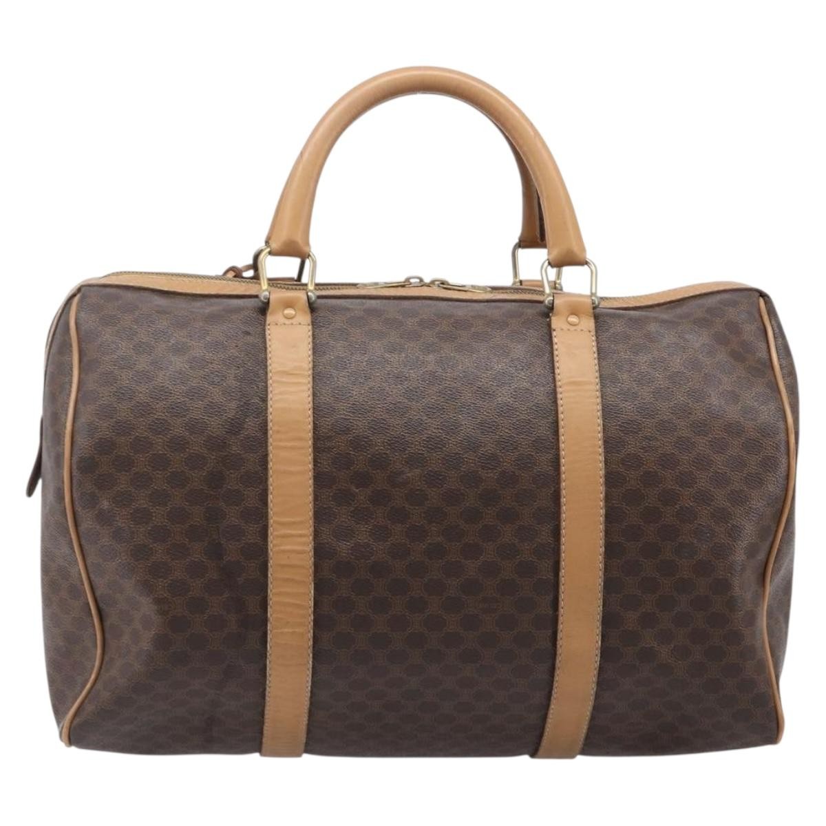 Celine Vintage Duffle Macadam Coated Canvas Brown Canvas Handbag (Pre-Owned)
