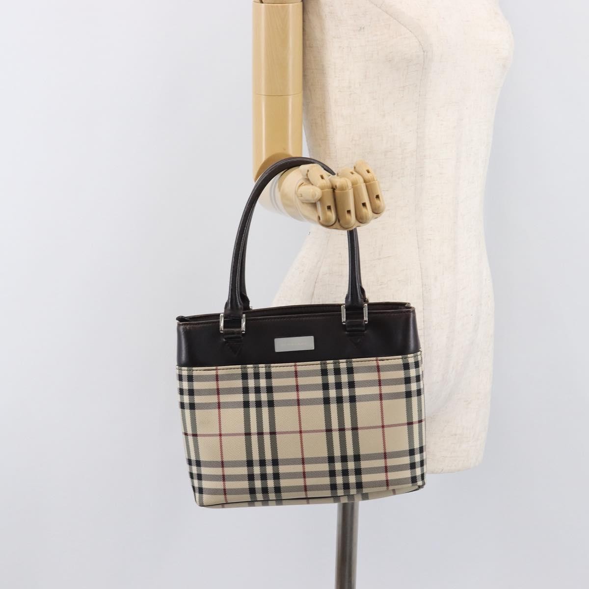 Burberry Nova Check Nova Check Canvas Beige Canvas Handbag (Pre-Owned)