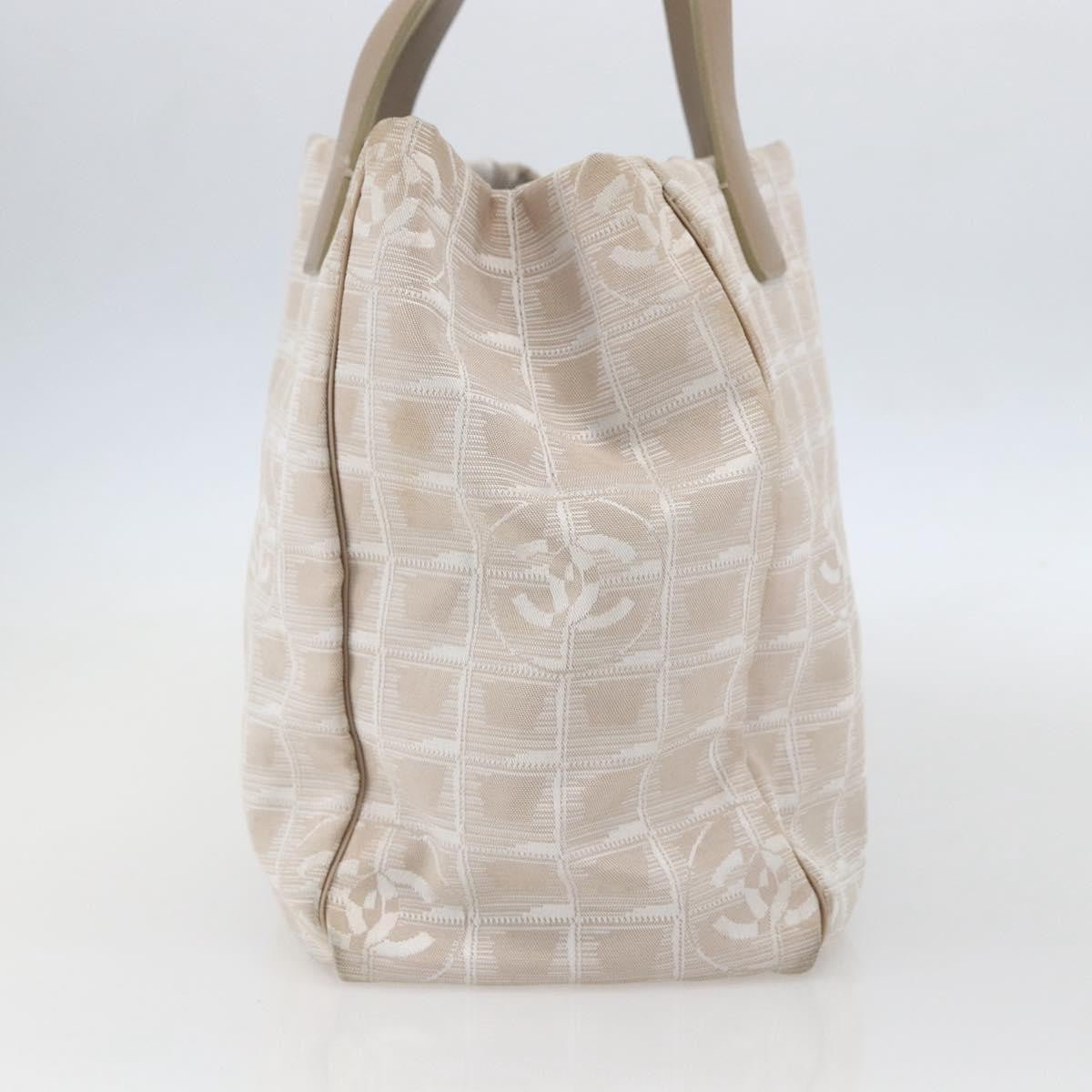 Chanel Travel Line Tote Nylon Beige Nylon Handbag (Pre-Owned)