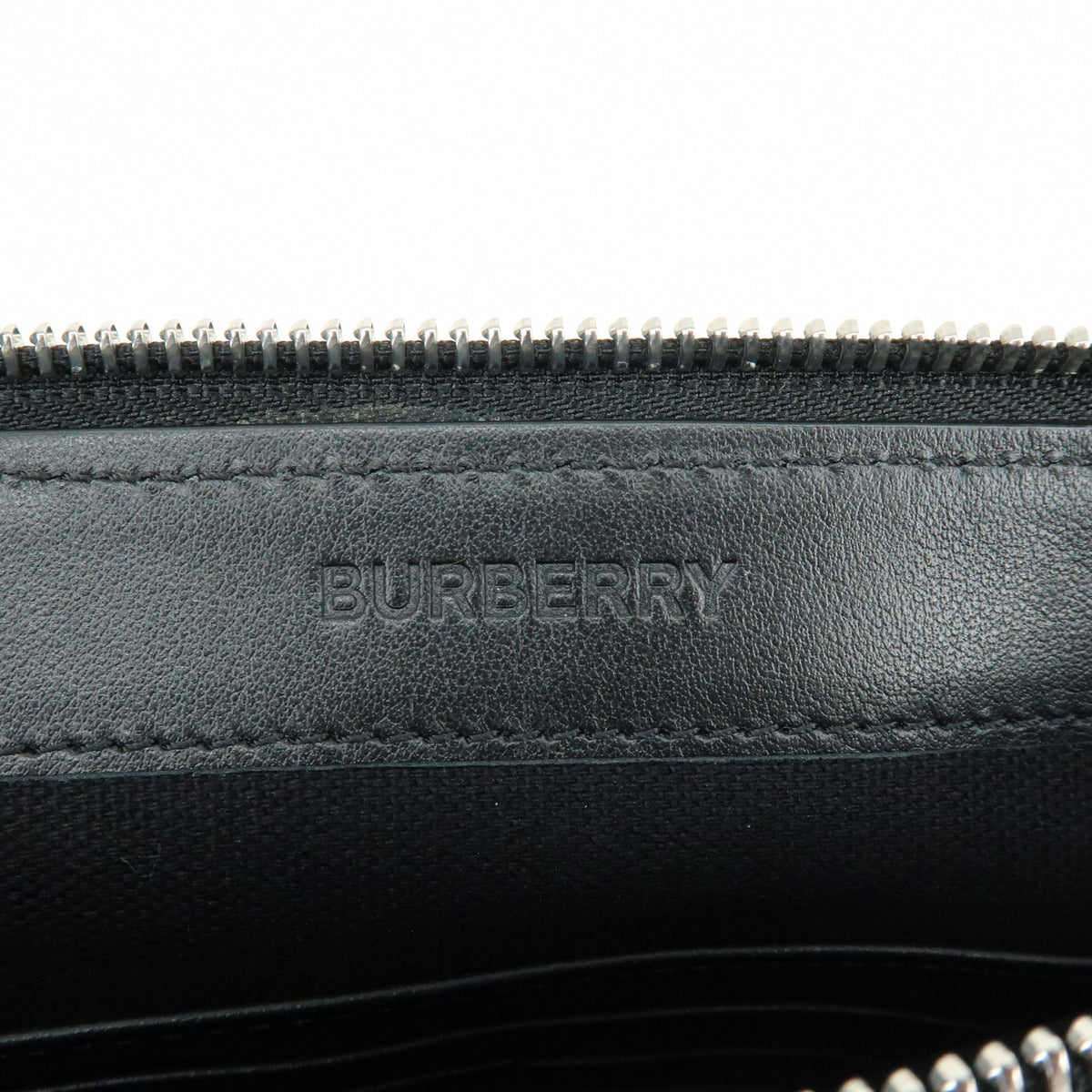 Burberry Logo Zip Printed Leather Black Leather Clutche & Pouche Bag (Pre-Owned)