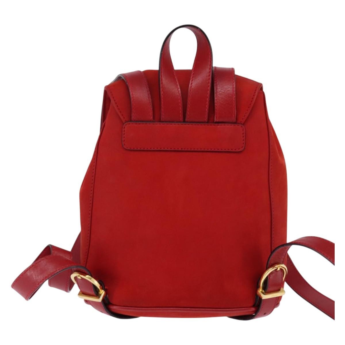 Salvatore Ferragamo Gancini Flap Drawstring Leather Red Leather Backpack Bag (Pre-Owned)