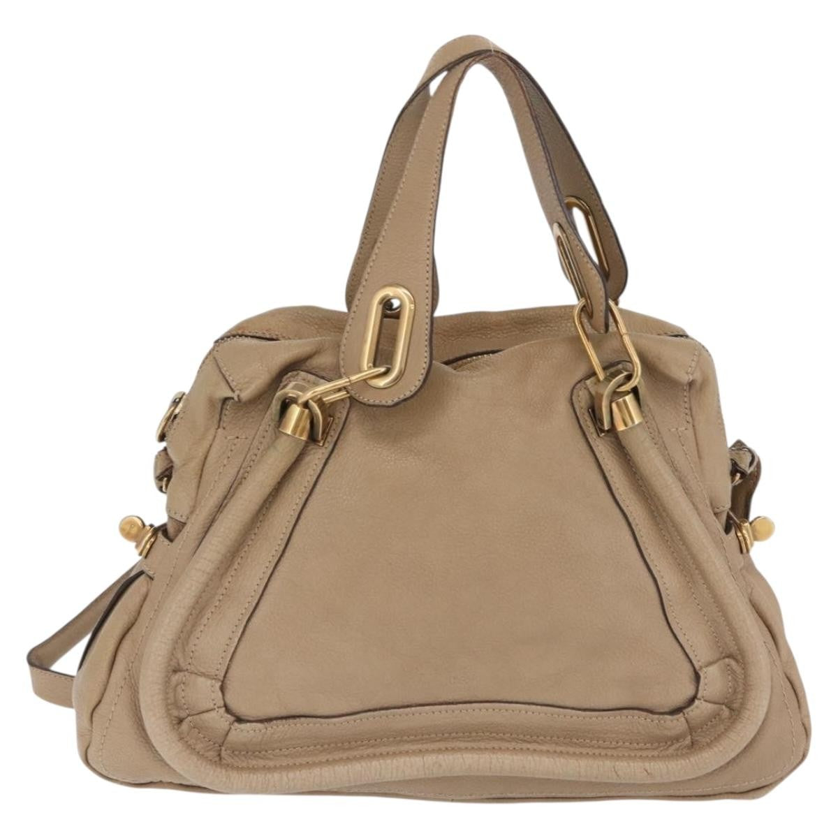 Chloe Paraty Top Handle Leather Beige Leather Handbag (Pre-Owned)