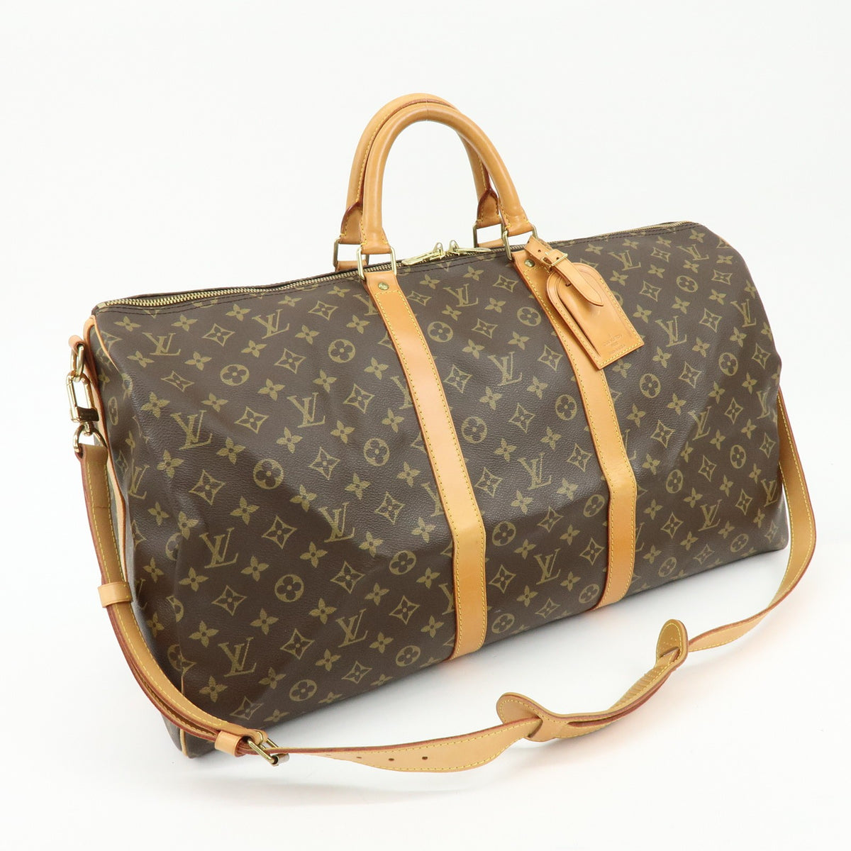 Louis Vuitton Keepall Bandouliere Monogram Canvas Brown Canvas Travel Bag Bag (Pre-Owned)