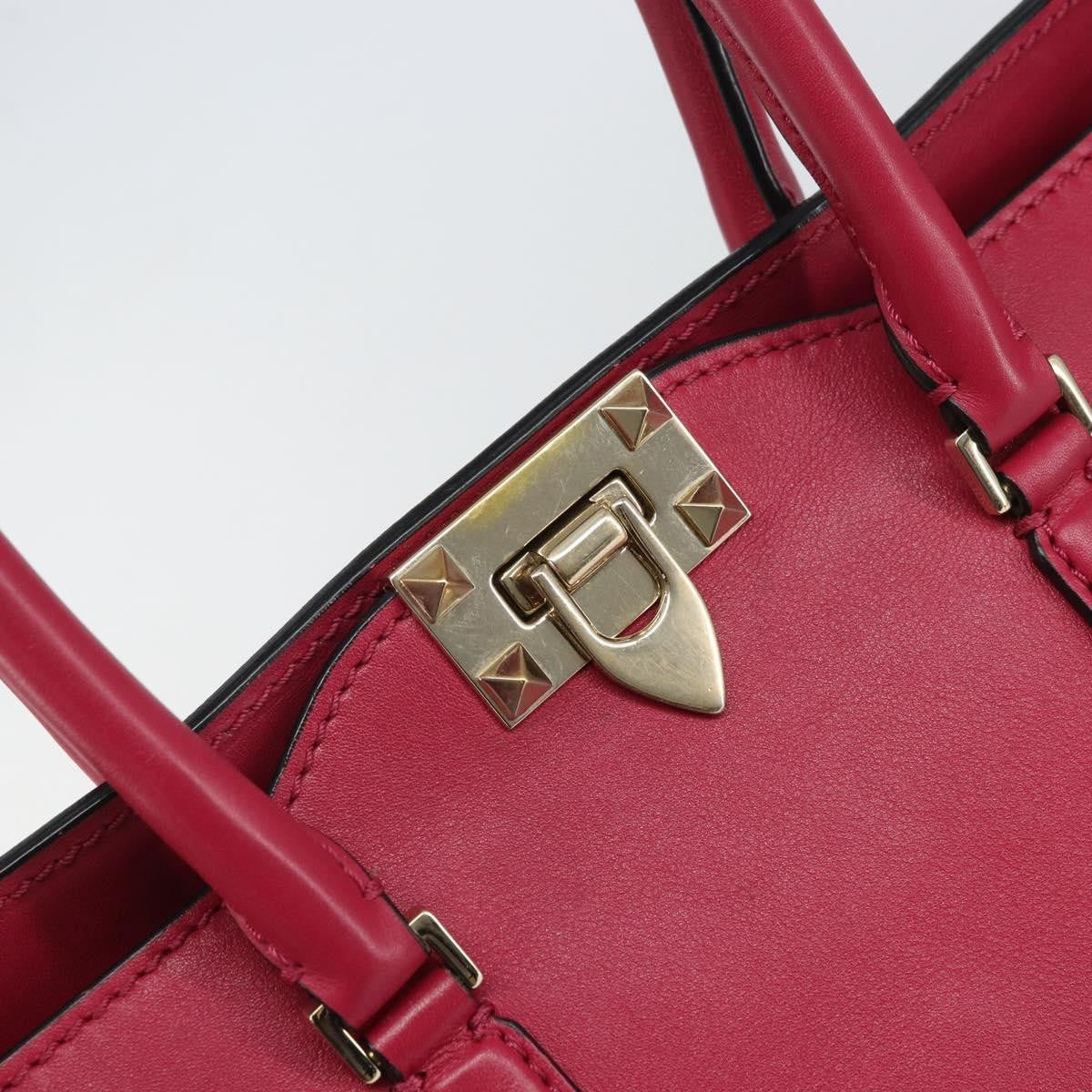 Valentino Garavani 1975 Rockstud Striped Leather Pink Leather Tote Bag Bag (Pre-Owned)