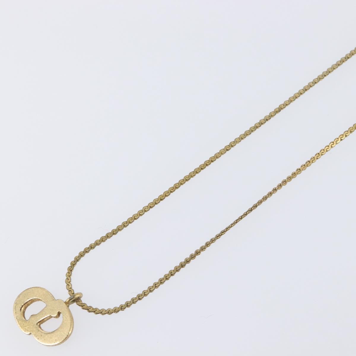 Christian Dior Vintage Cd Pendant Metal With Crystals Gold Metal Necklace Jewelry (Pre-Owned)