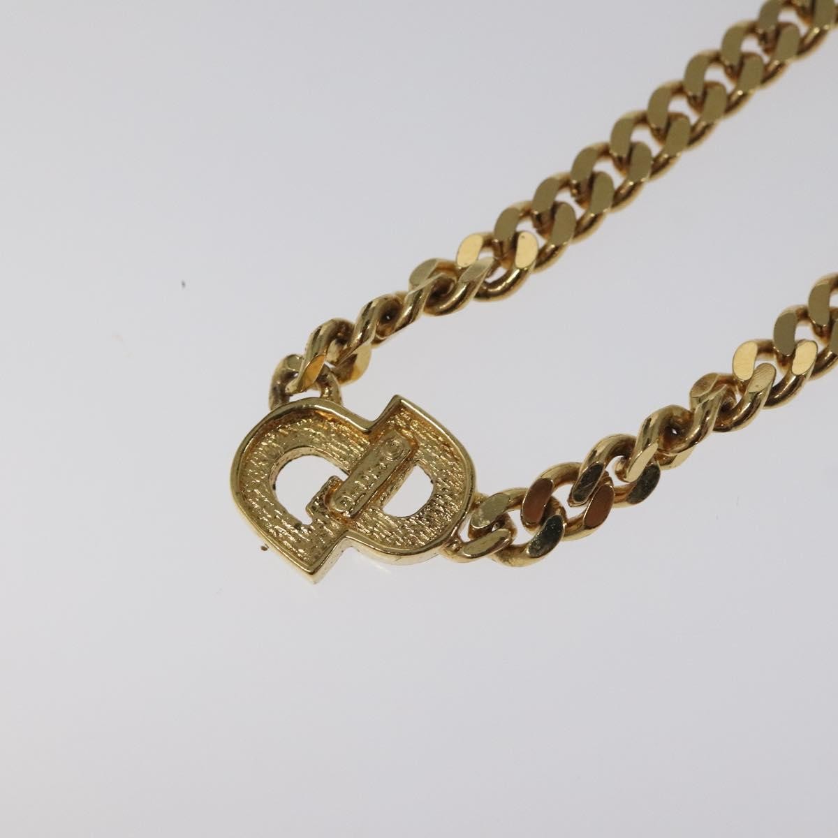 Christian Dior Cd Pendant Metal And Crystals Gold Metal Necklace Jewelry (Pre-Owned)