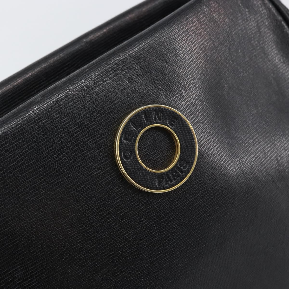 Celine Circle Logo Leather Black Leather Shoulder Bag Bag (Pre-Owned)