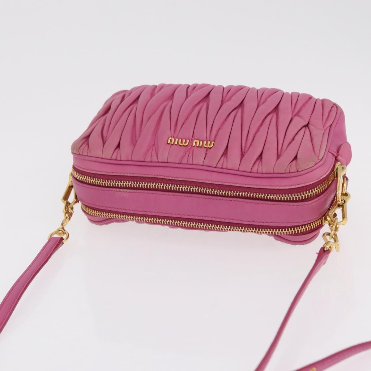 Miu Miu Tech Matelasse Leather Pink Leather Crossbody Bag Bag (Pre-Owned)