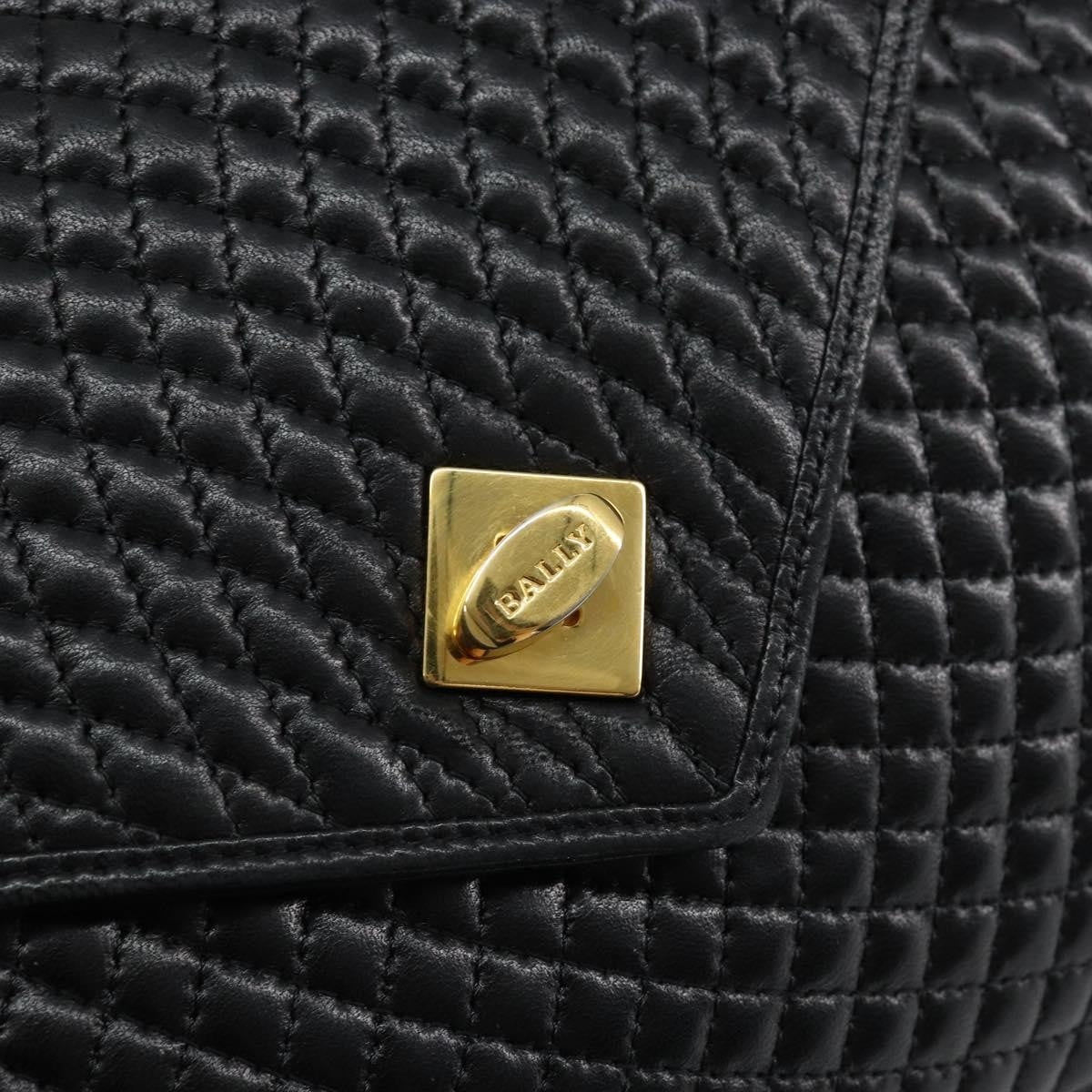 Bally Vintage Flap Quilted Leather Black Leather Handbag (Pre-Owned)