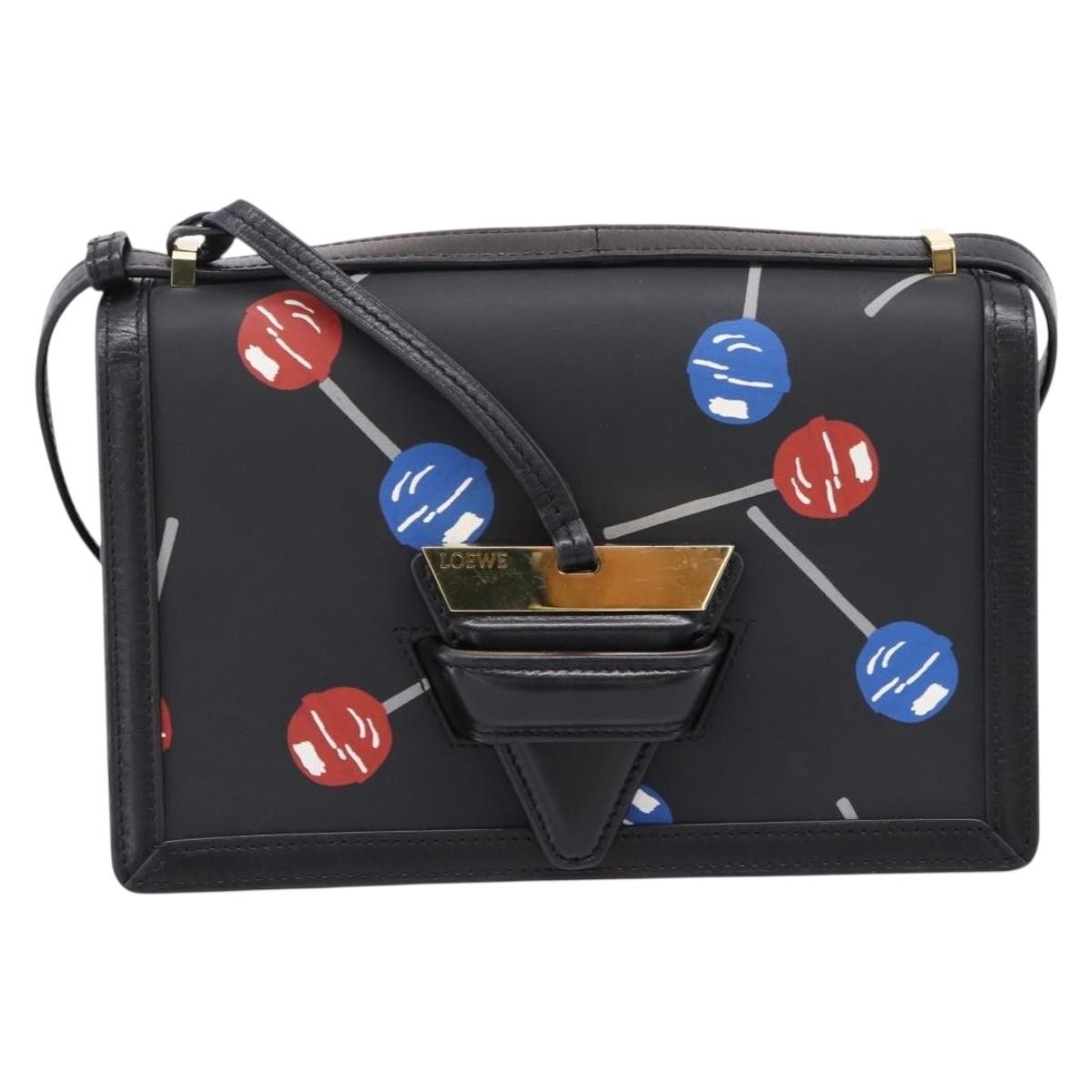 Loewe Barcelona Printed Leather Black Leather Shoulder Bag Bag (Pre-Owned)