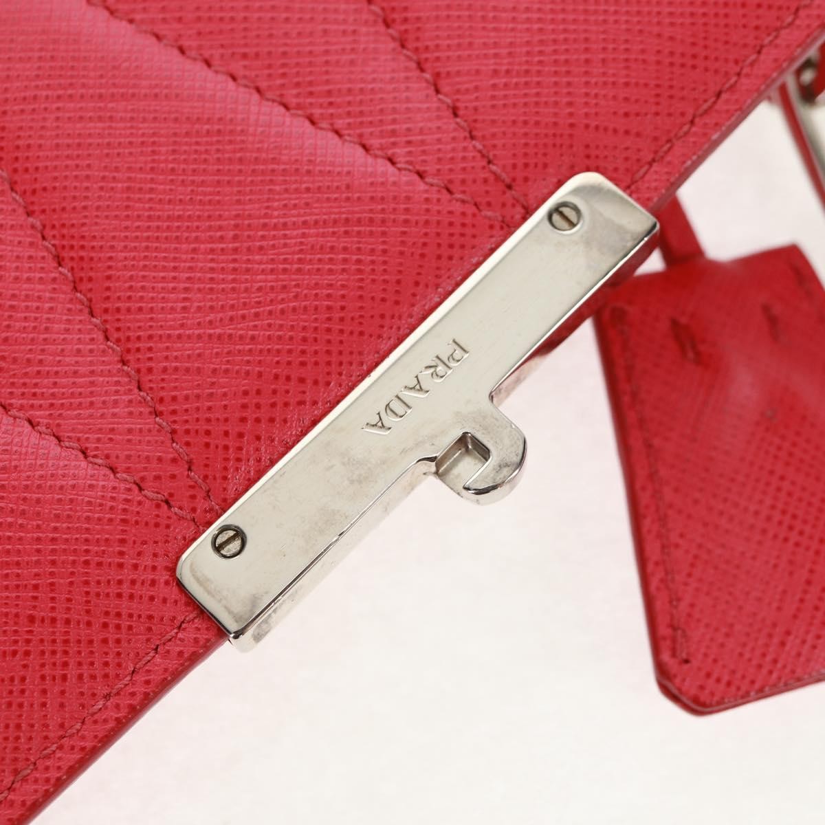 Prada Sound Chain Saffiano Leather Red Leather Shoulder Bag Bag (Pre-Owned)