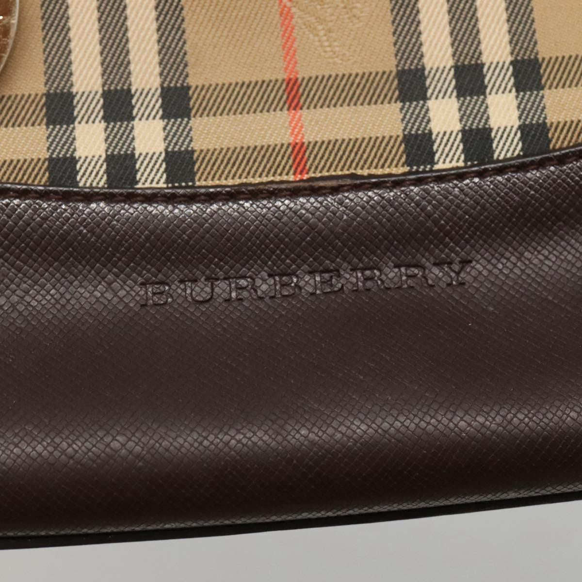 Burberry Nova Check Tote Canvas Check Pattern Beige Canvas Handbag (Pre-Owned)