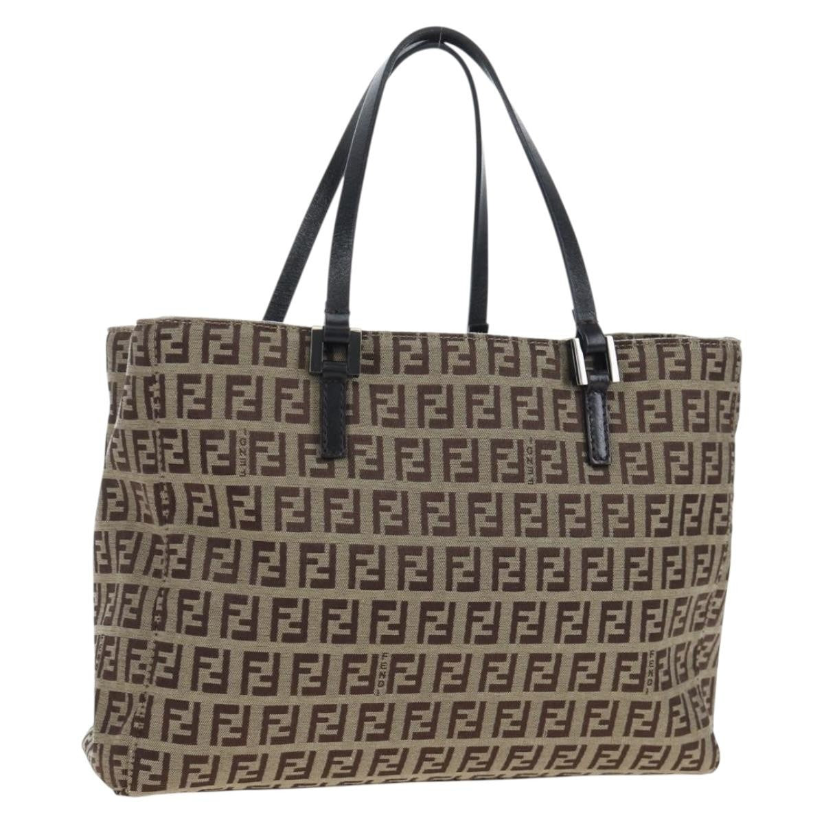 Fendi Vintage Shopping Tote Zucchino Canvas Beige Canvas Shoulder Bag Bag (Pre-Owned)