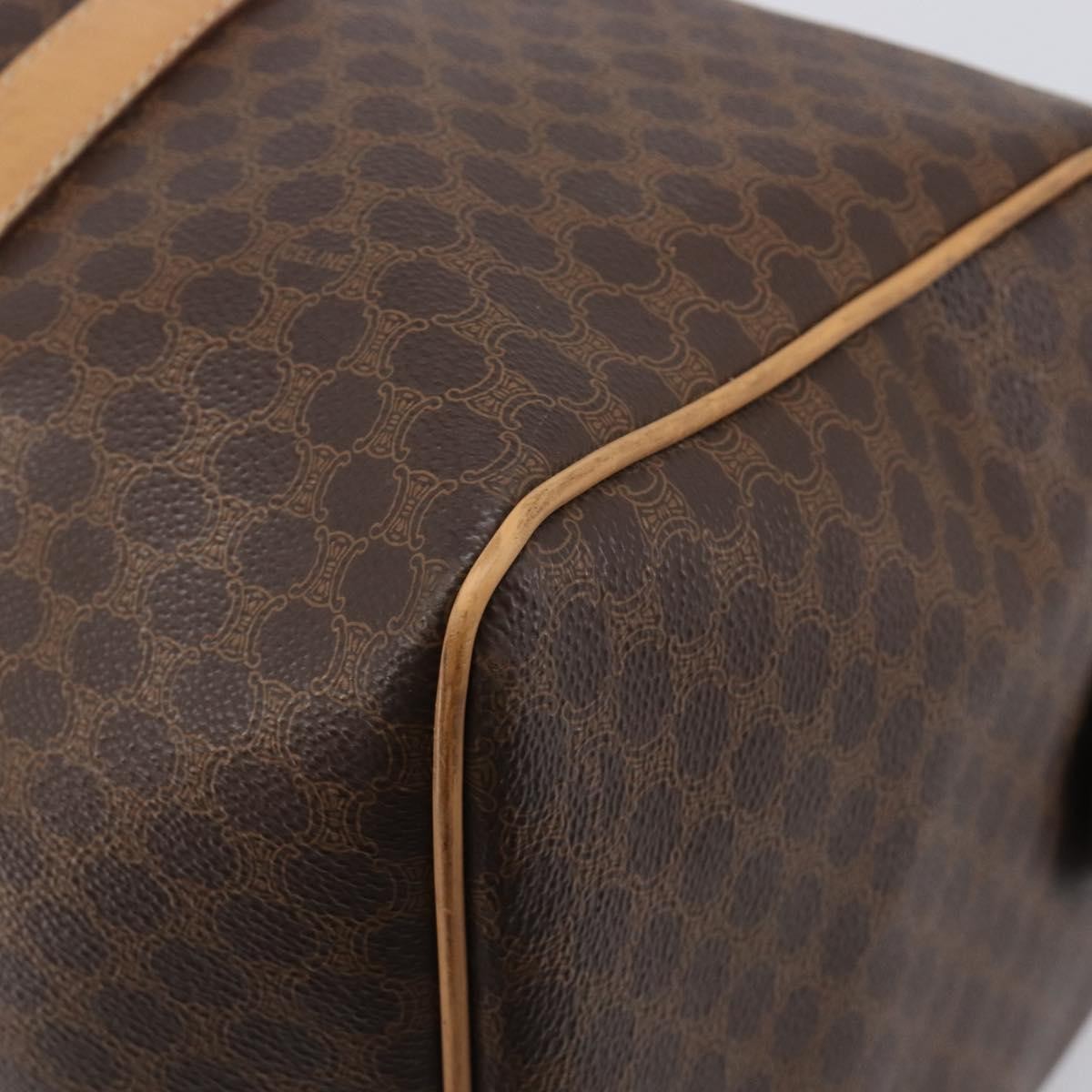 Celine Vintage Duffle Macadam Coated Canvas Brown Canvas Handbag (Pre-Owned)