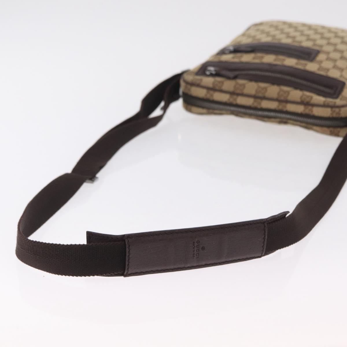 Gucci Front Zip Messenger Gg Coated Canvas Beige Canvas Crossbody Bag Bag (Pre-Owned)