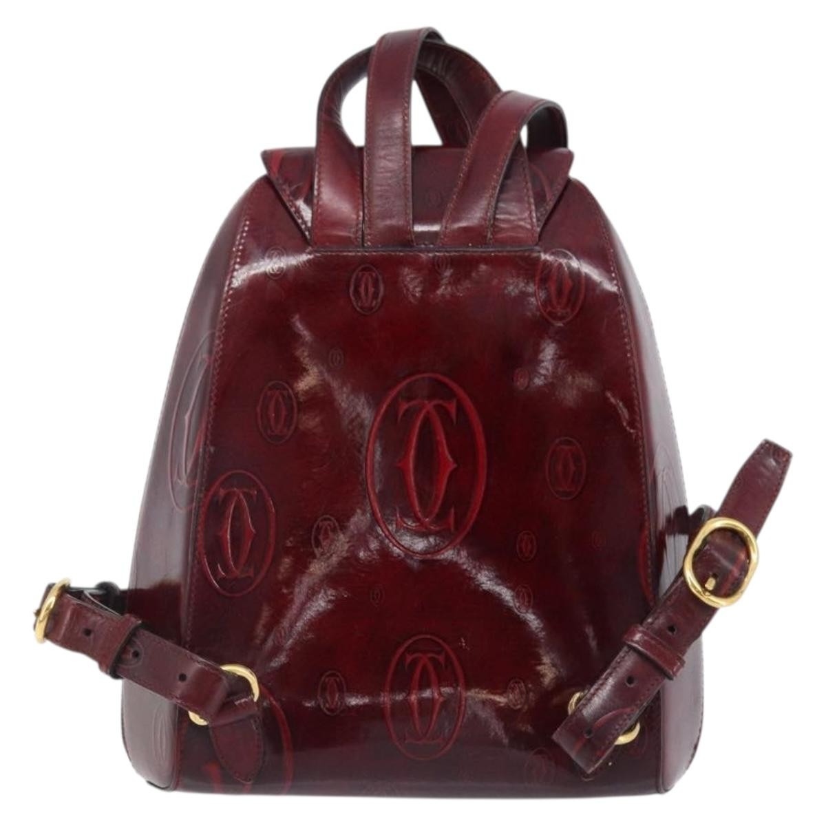 Cartier Happy Birthday Patent Leather Burgundy Patent_Leather Backpack Bag (Pre-Owned)