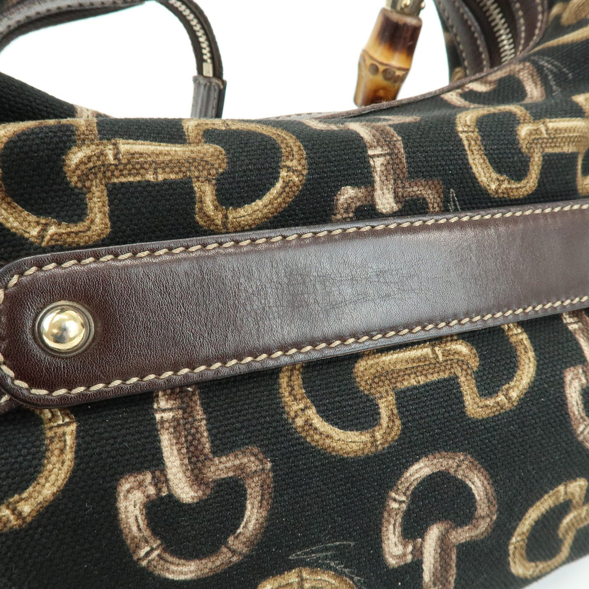 Gucci Horsebit Gg Canvas And Leather Brown Canvas Tote Bag Bag (Pre-Owned)