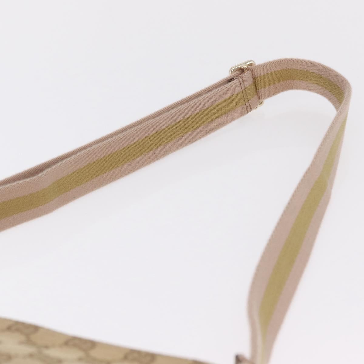 Gucci Web Strap Messenger Gg Coated Canvas Beige Canvas Handbag (Pre-Owned)