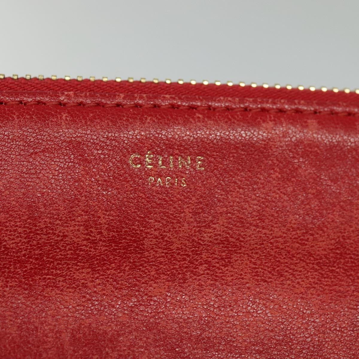 Celine Trio Zip Clutch Leather Red Leather Clutche & Pouche Bag (Pre-Owned)