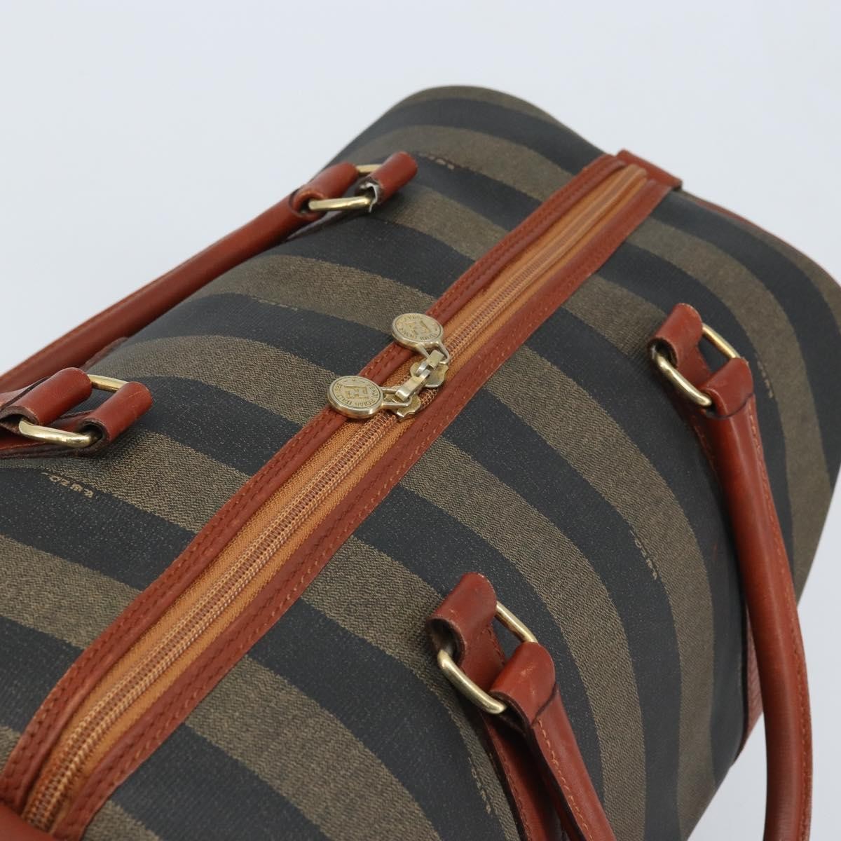 Fendi Vintage Pequin Boston Coated Canvas Brown Canvas Travel Bag Bag (Pre-Owned)