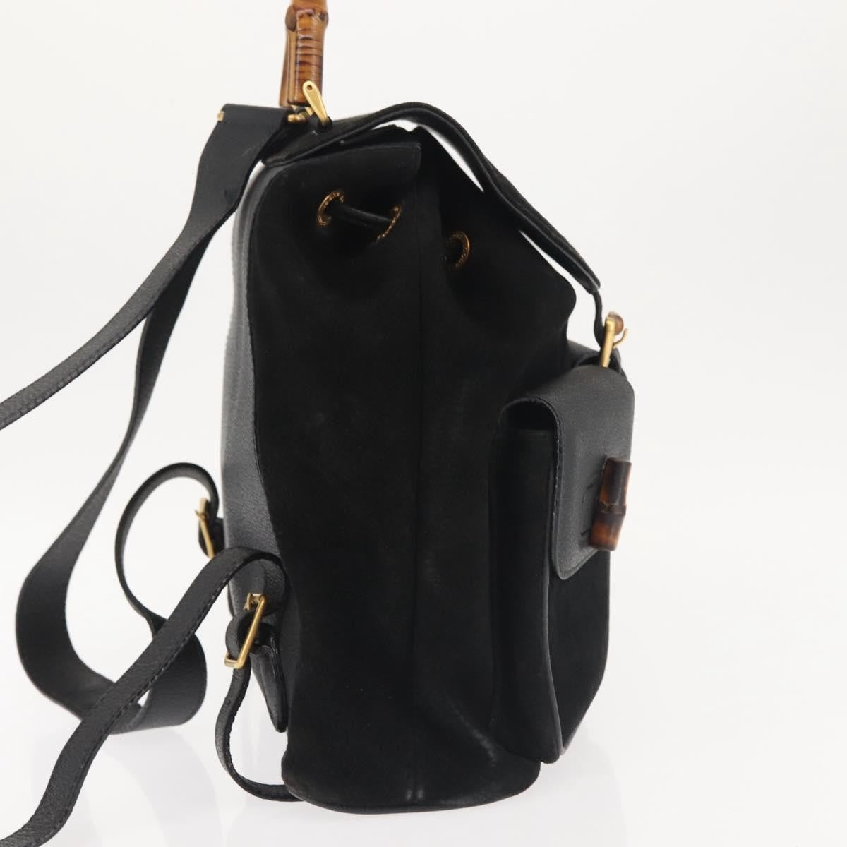 Gucci Vintage Bamboo Suede Black Suede Backpack Bag (Pre-Owned)