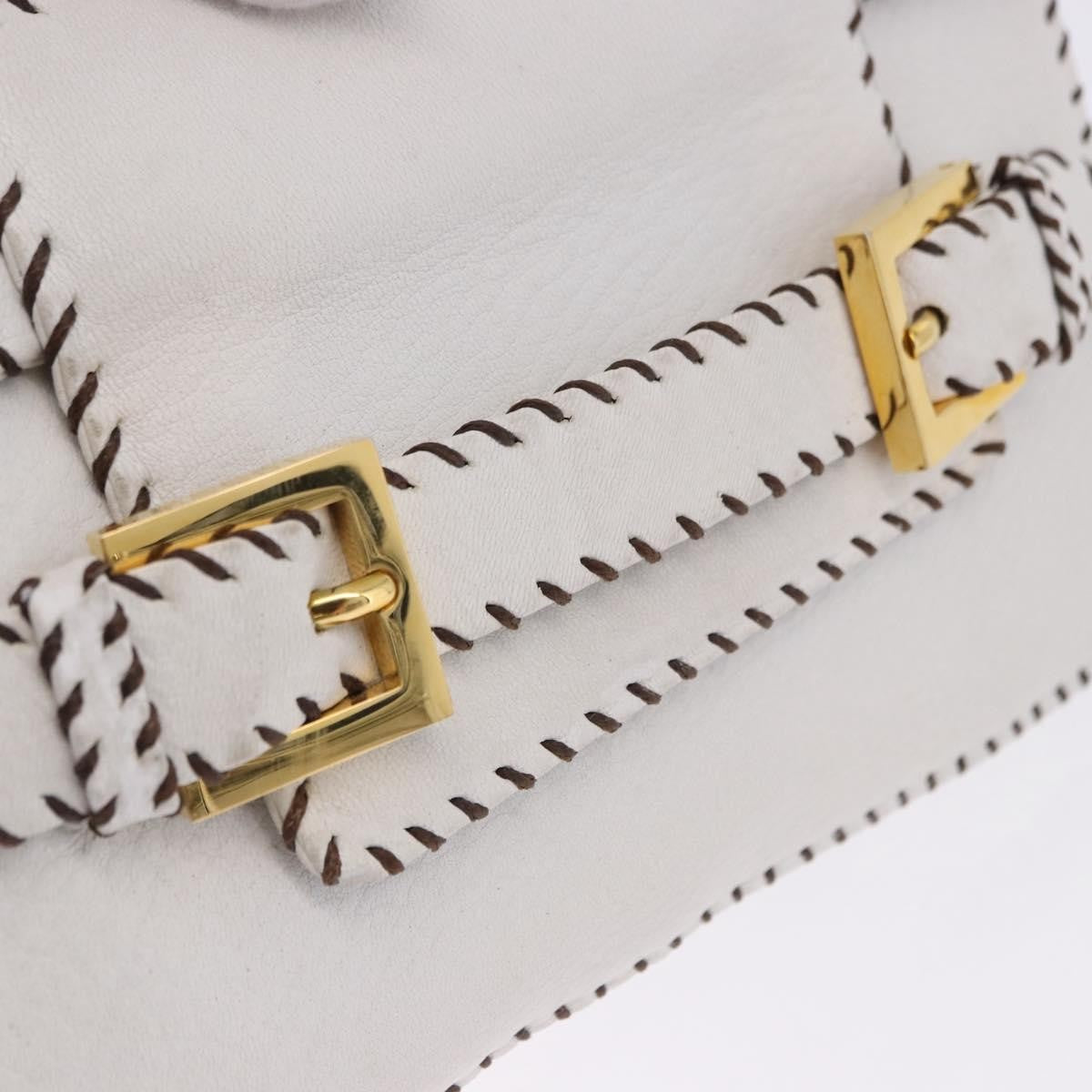 Fendi Shoulder Leather White Leather Shoulder Bag Bag (Pre-Owned)
