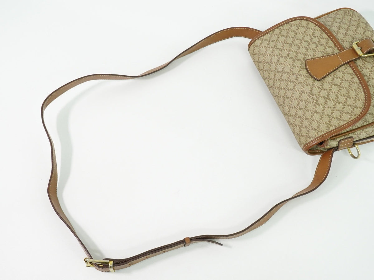 Celine Vintage Macadam Canvas And Leather Beige Canvas Shoulder Bag Bag (Pre-Owned)